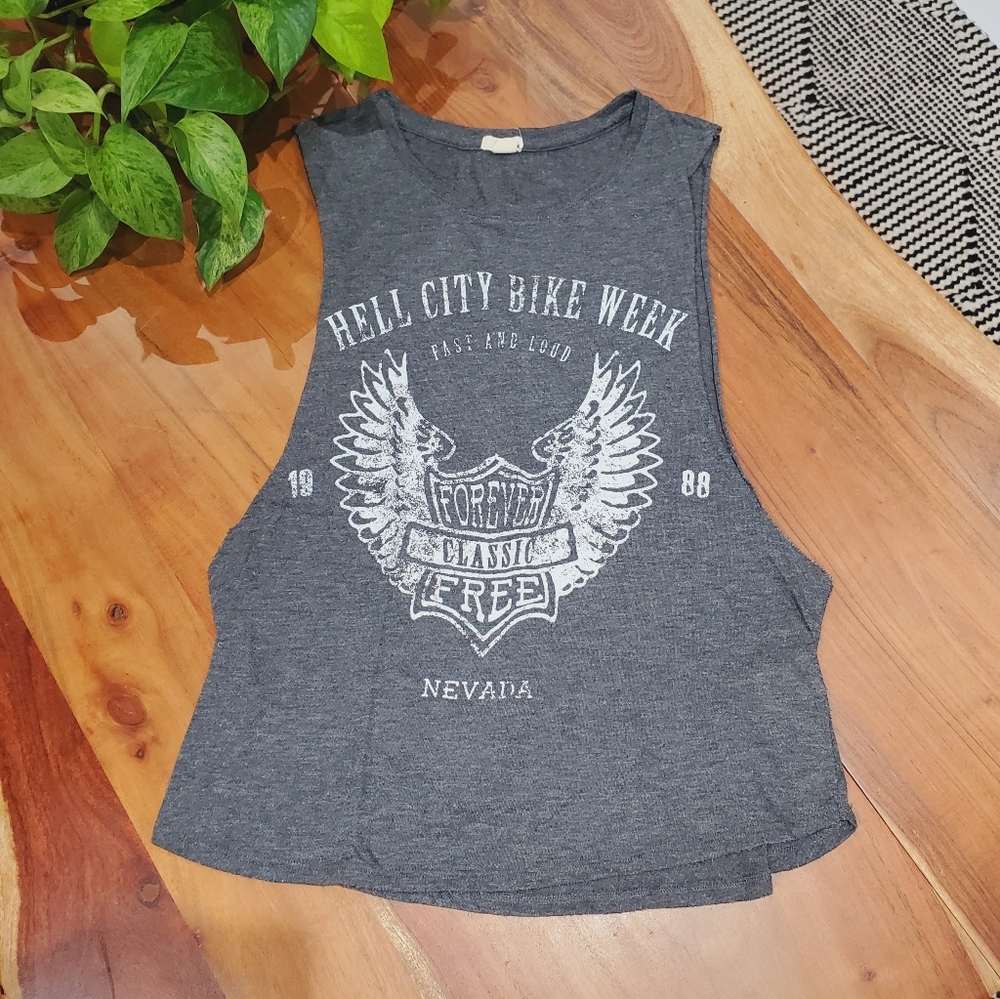 Garage-Gray "Hell City Bike Week" Nevada Sleeveless Graphic Print Biker Tank Top